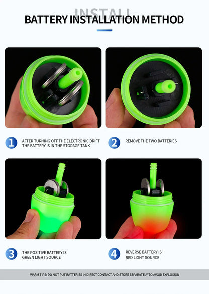 TAIYU Luminous Fishing Float Set – High Sensitivity Red & Green Adjustable Waterproof Electronic Bobbers