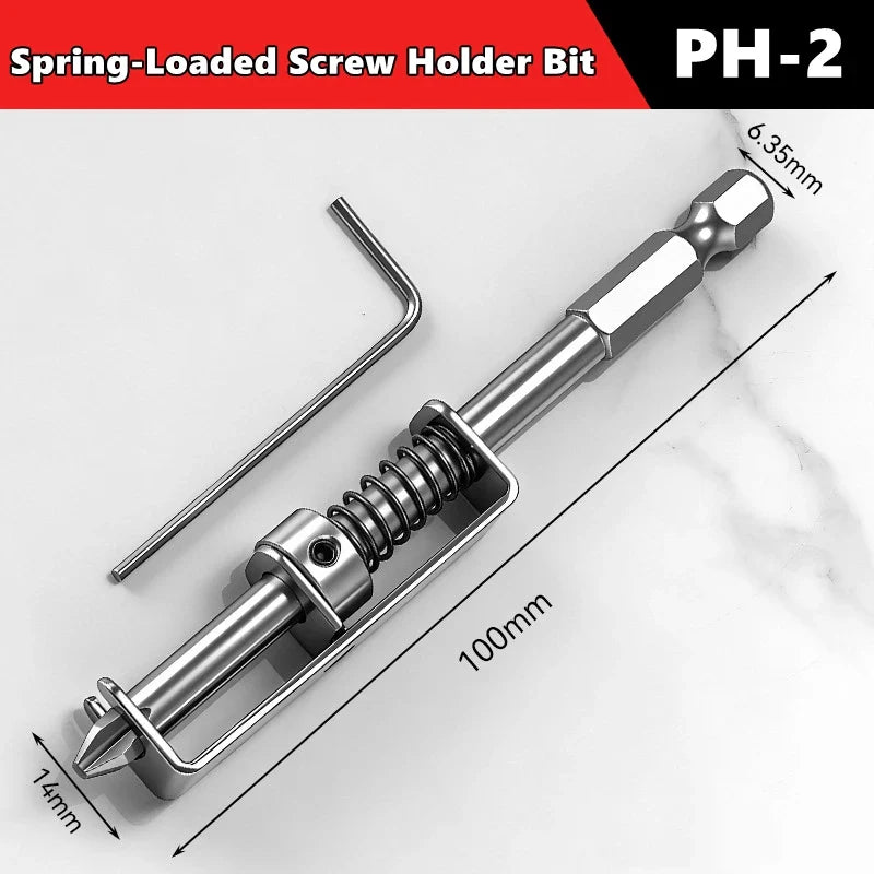 Spring-Loaded Screw Holder Set – Anti-Drop Drill Bit Clamp for Phillips Screwdriver Bits, Secure Fastening & Precision Repair Tool
