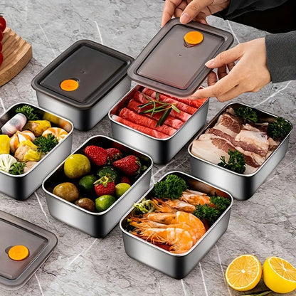 4-Piece Stainless Steel Food Storage Containers - Leakproof Stackable BPA-Free Set for Fridge, Freezer & Pantry