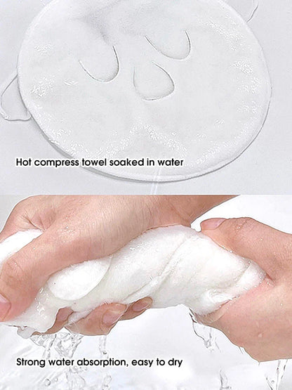 Skin-Friendly Hot Compress Face Towel with Hanging Ear - Steam Heating and Cold Wet Compress Irrigation Towel
