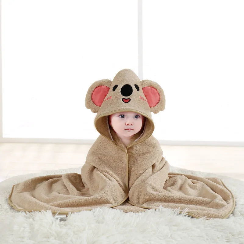 Animal Baby Bathrobe – Soft, Quick-Absorbent Hooded Coral Velvet Sleeping & Cuddle Robe for All Occasions