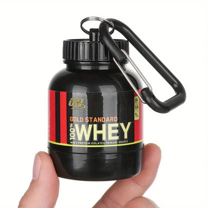 100ML Mini Portable Protein Container - Outdoor Sport Powder Bottle with Whey Keychain, Health Funnel & Medicine Box