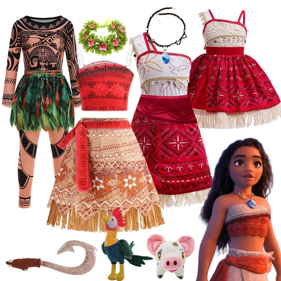 Disney Moana Princess Dress - Girls Vaiana Ocean Adventure Halloween Cosplay Costume