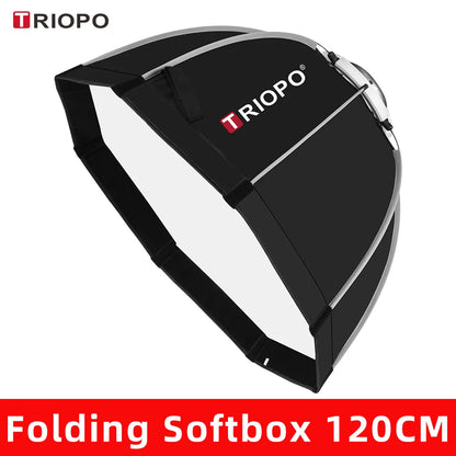 TRIOPO Foldable Octagon Softbox – 55cm, 65cm, 90cm, 120cm Bowens Mount for Sokani X100, COLBOR CL60, Godox & Aputure LED Video Lights