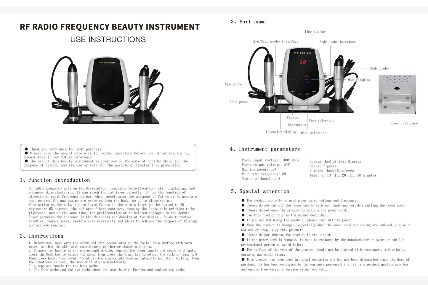 5MHz Radio Frequency RF Lifting Machine – Tripolar RF Facial and Body Device for Skin Tightening, Eye Care, and Neck Wrinkle Removal