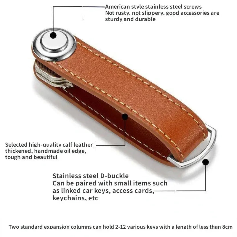 Creative Leather Keychain Wallet: Pocket-Sized Key Management and Storage Device - Car Key Bag with Chain Holder, Essential Key Wallet Collector
