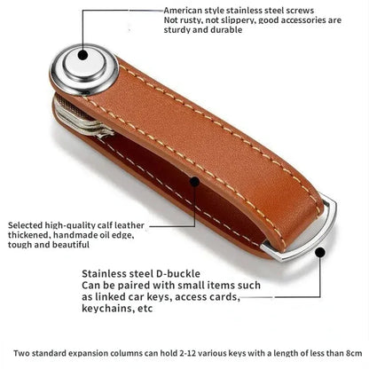Creative Leather Keychain Wallet: Pocket-Sized Key Management and Storage Device - Car Key Bag with Chain Holder, Essential Key Wallet Collector
