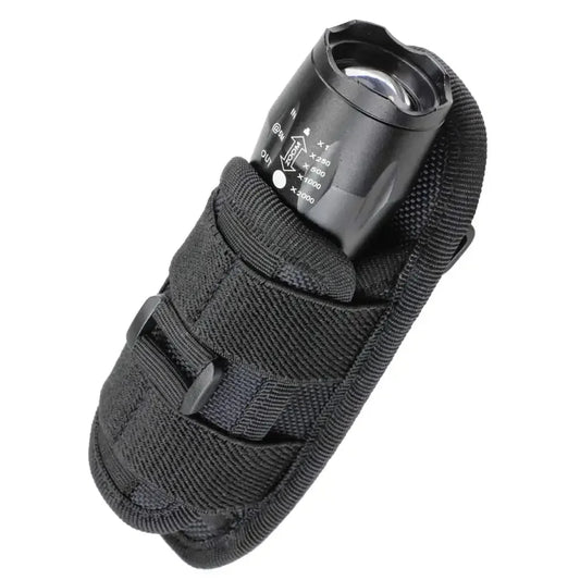 Tactical Flashlight Pouch Holster – Rotatable Belt Clip Holder with 360-Degree Carabiner Reel Clip for Torch Carrying