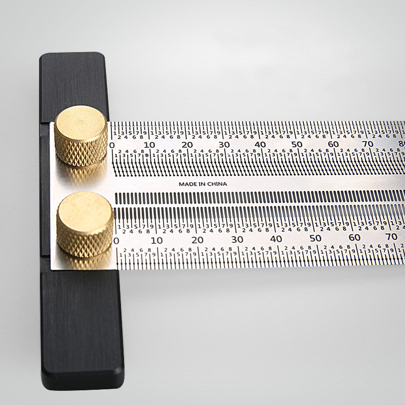 High Precision T-Type Scale Ruler — Stainless Steel Woodworking Scribing & Marking Gauge