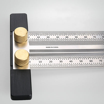 High Precision T-Type Scale Ruler — Stainless Steel Woodworking Scribing & Marking Gauge
