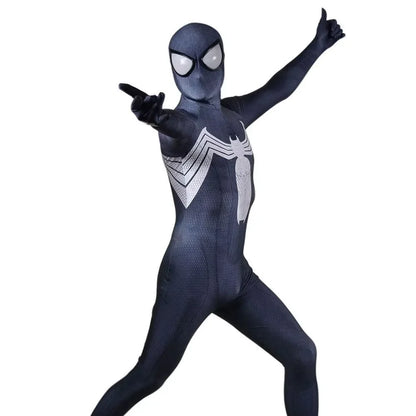 Halloween Venom Spider Cosplay Costume - Men’s Black Superhero Zentai Bodysuit for Parties & Events