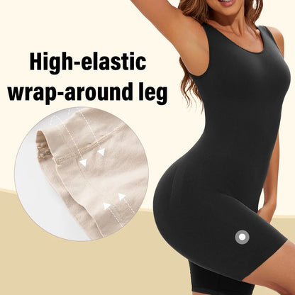 POKARLA Sexy Full Coverage Bodysuit – Seamless Thigh Slimming Wide Shoulder Shapewear Jumpsuit
