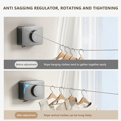 Invisible Retractable Clothesline Drying Rack | Stainless Steel Pull-Out Indoor Balcony Laundry Rack