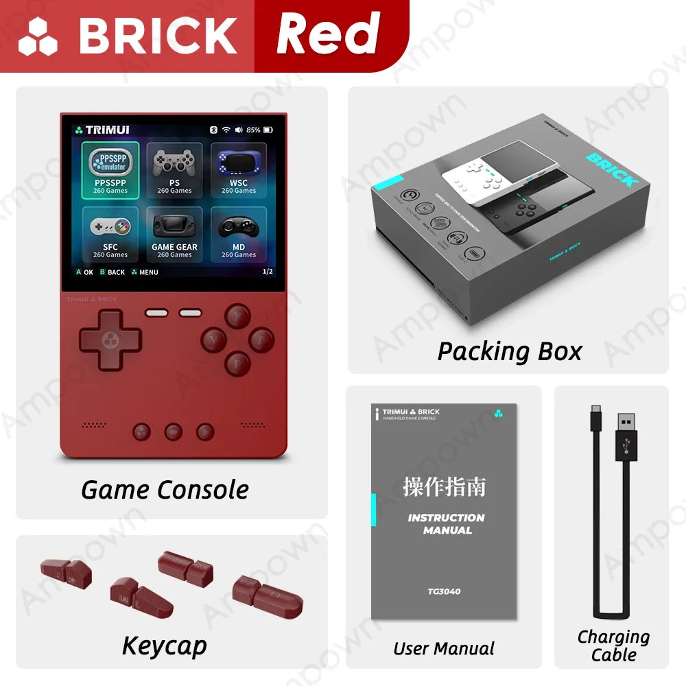 TRIMUI BRICK Handheld Game Console – 3.2'' IPS Screen, Linux System, LED Lighting, Metal Back Panel, Free Keycap Gifts
