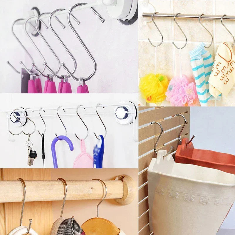 Stainless Steel Sharp Tip S Hooks – Hanging Utensil, Meat, and Clothes Hangers for Kitchen & Butcher Shop