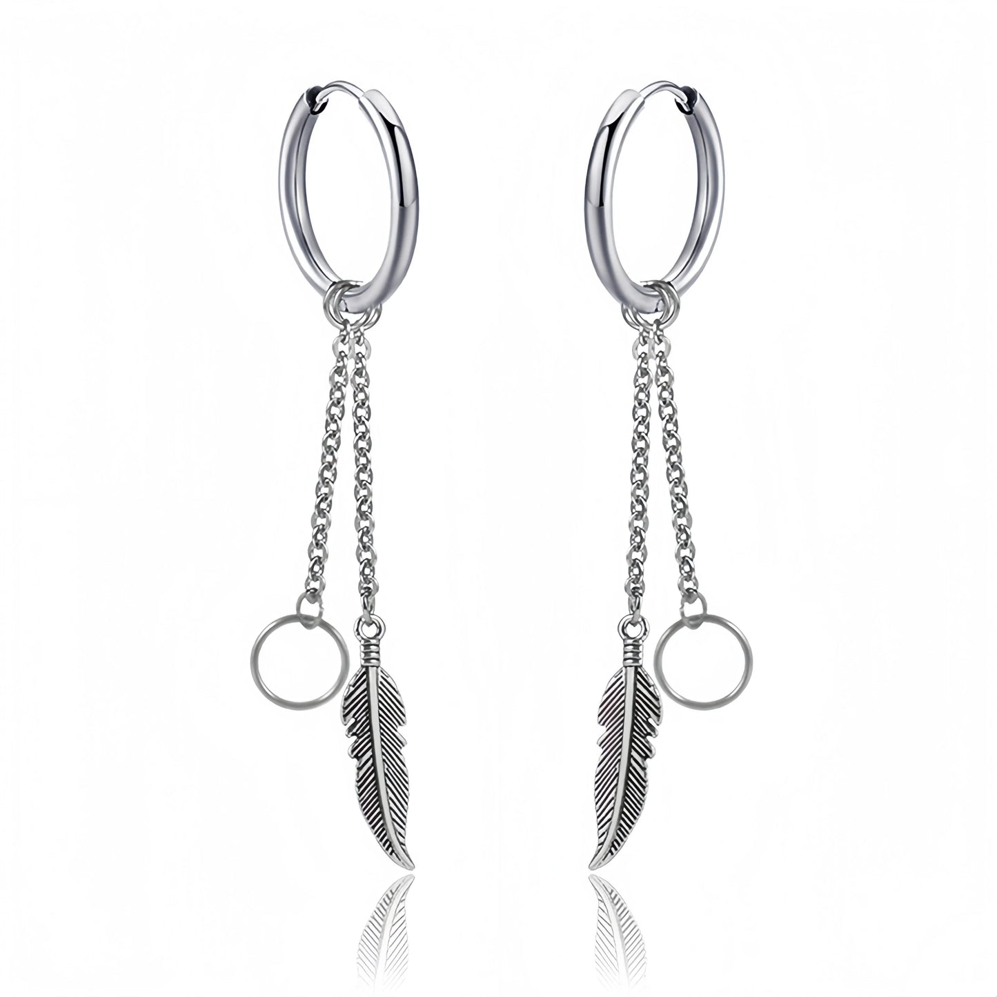 Long Hanging Cross & Leaf Hoop Earrings – Vintage Stainless Steel Hip Hop Unisex Jewelry Accessories