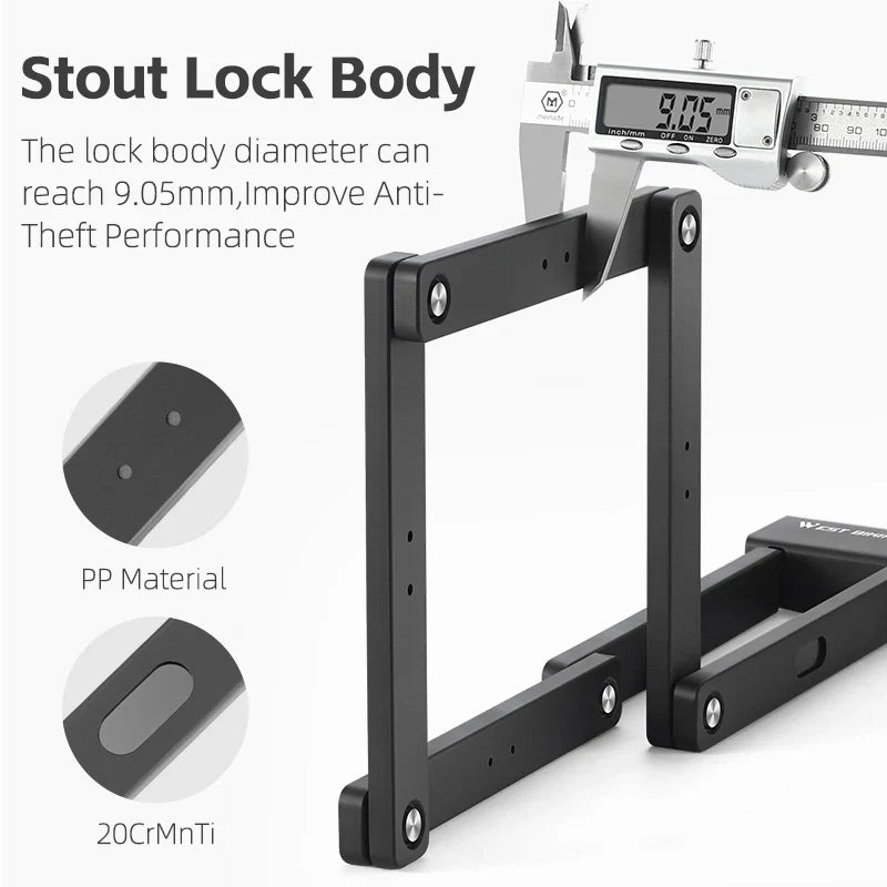 WEST BIKING Foldable Bike Lock – Heavy Duty Anti-Theft Chain Cable Padlock with 3 Keys for Bicycle & Motorcycle Security