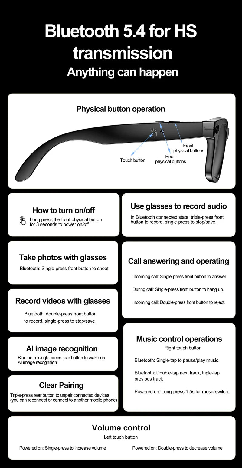 Xiaomi W600 Smart Glasses — AI Intelligent Sunglasses with Camera, Video Recording, Bluetooth Music & Calls, IP65 Waterproof