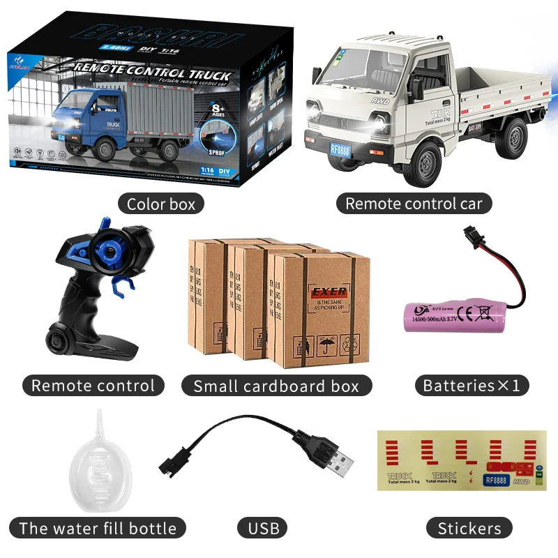 KF21 1:16 RC Drift & Climbing Truck – 2.4GHz Remote Control Car with Spray & LED Lights | Kids’ Gift Toy