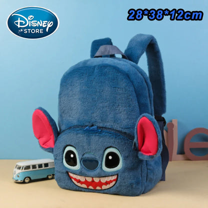 Disney Blue Stitch Plush Backpack – Large-Capacity Cartoon Bag for Kids & Kindergarten Gift