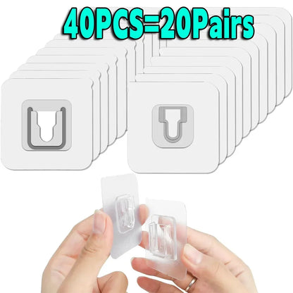 Double-Sided Transparent Suction Cup Wall Hooks – Strong Adhesive Hangers for Kitchen & Bathroom Storage