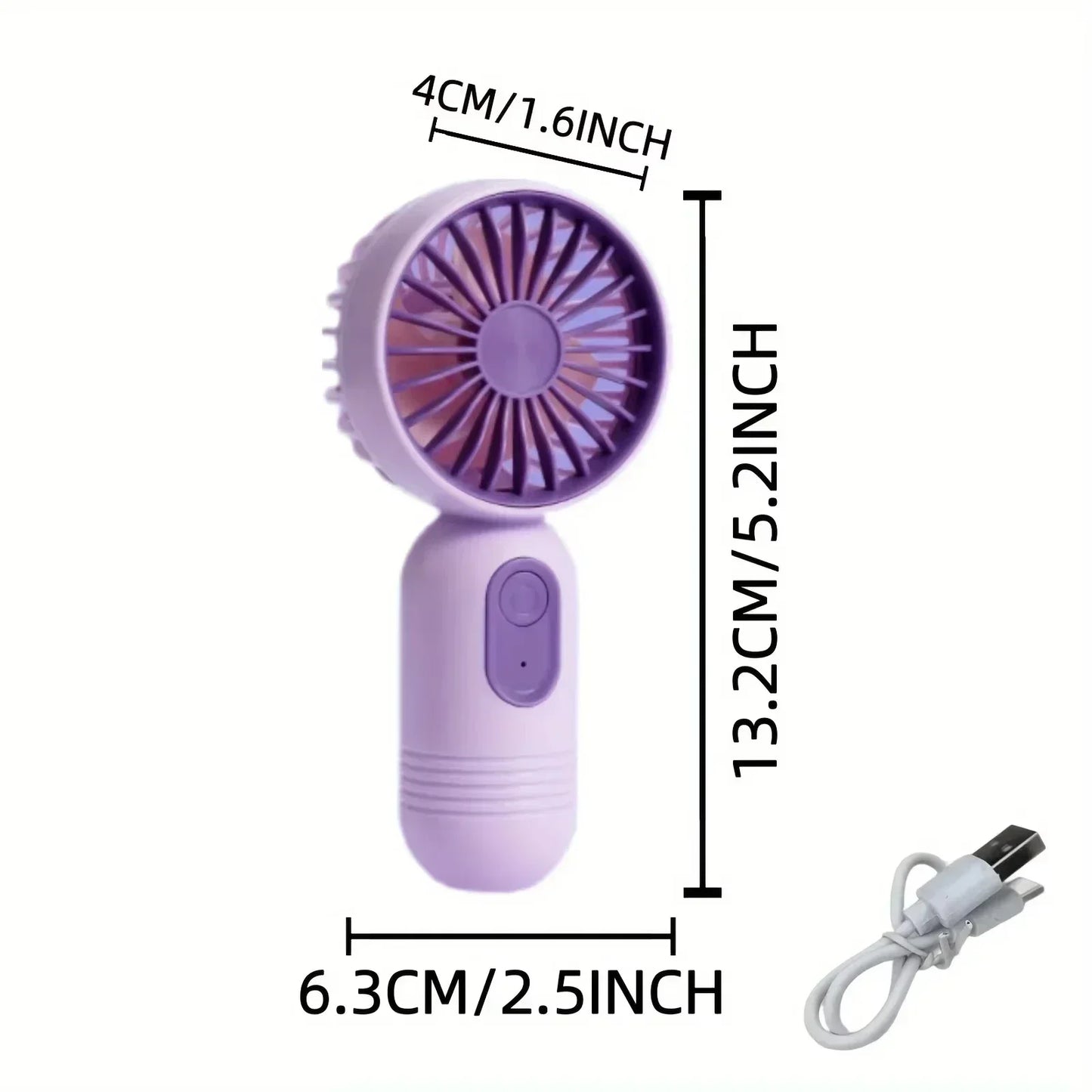 Mini Handheld USB Fan – 3-Speed Strong Wind Portable Desk Fan, Rechargeable for Students, Office, Outdoor, Travel, and Camping