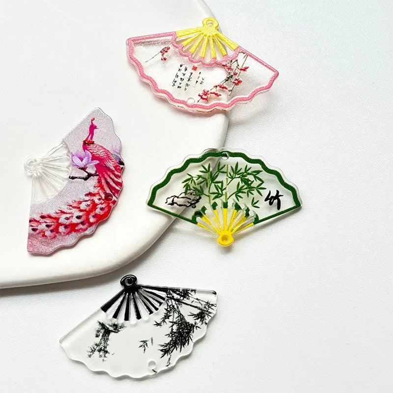 2024 90pcs Cartoon Fan-Shaped Acrylic Beads – Colorful DIY Jewelry, Hair & Clothing Craft Accessories