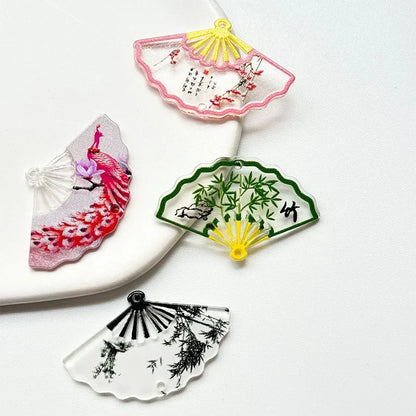 2024 90pcs Cartoon Fan-Shaped Acrylic Beads – Colorful DIY Jewelry, Hair & Clothing Craft Accessories