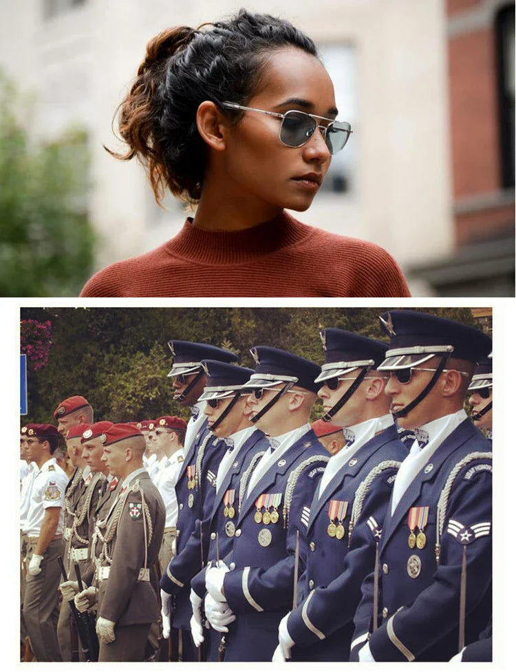 RE Military Aviation Sunglasses — Vintage Titanium Frame Pilot Glasses for Men & Women