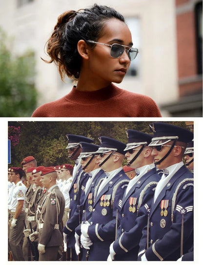RE Military Aviation Sunglasses — Vintage Titanium Frame Pilot Glasses for Men & Women
