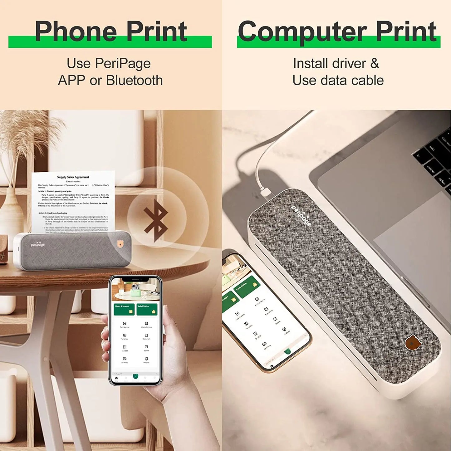 Peripage A40 Thermal Printer – Wireless Bluetooth & USB Mobile Printing Machine for Text, PDF, Tattoo Transfers