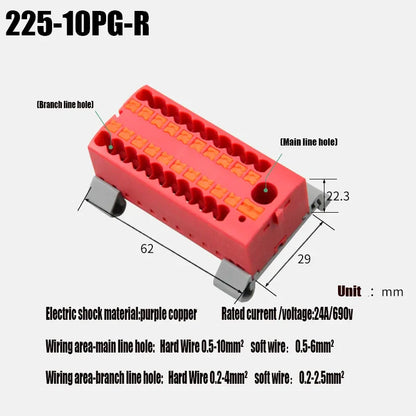 Push-In Modular Wire Connector Terminal Block – Compact 1-In Multiple-Out Splicing Lighting Connector, 225 Series (1Pc)