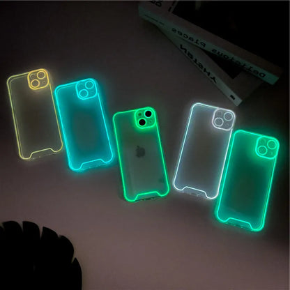 Glowing Silicone Night Light Case for iPhone 14/13/12/11/15 Pro Max - Luminous Soft Cover for Enhanced Visibility