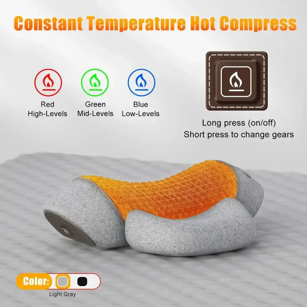 Electric Cervical Massage Pillow – Heated Vibration Neck Traction Memory Foam Support for Sleep & Spine Relaxation