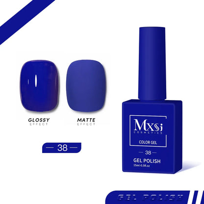 Mxsi 15ml Gel Nail Polish - Neon Brown, Royal Blue, Red, Green & Nude UV Gel Lacquer Colors for Nail Art