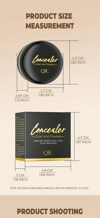 Waterproof Full-Coverage Concealer — Natural Finish Foundation for Tattoos, Scars, All Skin Tones & Types