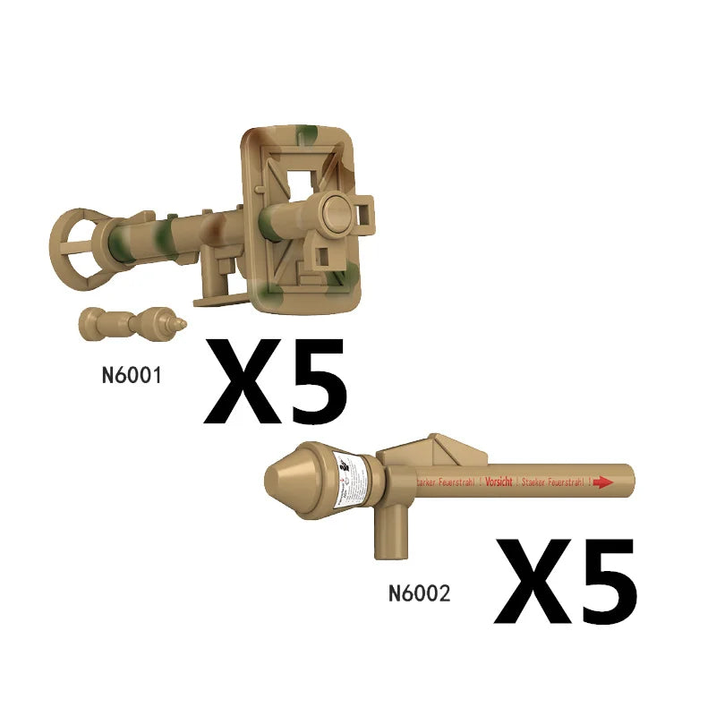 Military Soldier Building Block Figures - MOC Army Weapons Set with Rifles, Rocket Launcher & Mini Gun Toy Gift