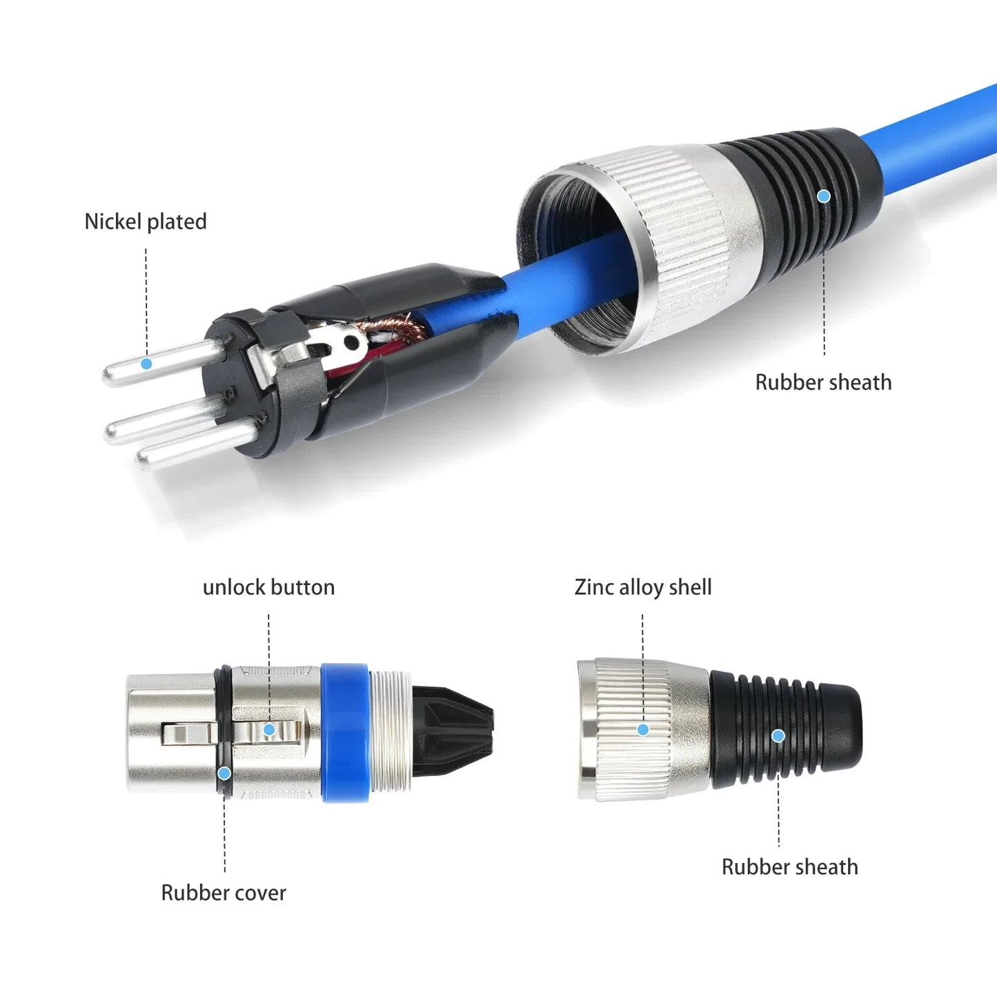 Professional XLR Male to Female Microphone Extension Cable – Balanced 3-Pin Audio Line for Recording, Mixer & Speakers