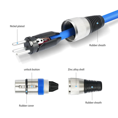 Professional XLR Male to Female Microphone Extension Cable – Balanced 3-Pin Audio Line for Recording, Mixer & Speakers