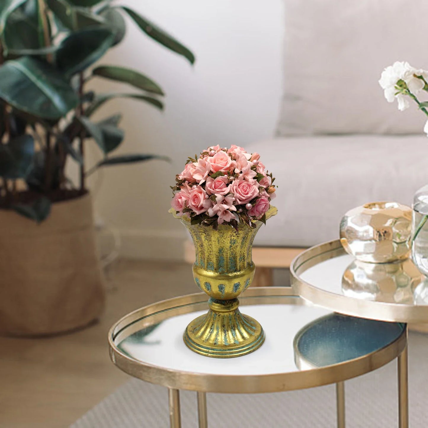 Metal Flower Vase & Candle Holder — Table Centerpiece for Wedding, Anniversary, Party & Hanging Decorations