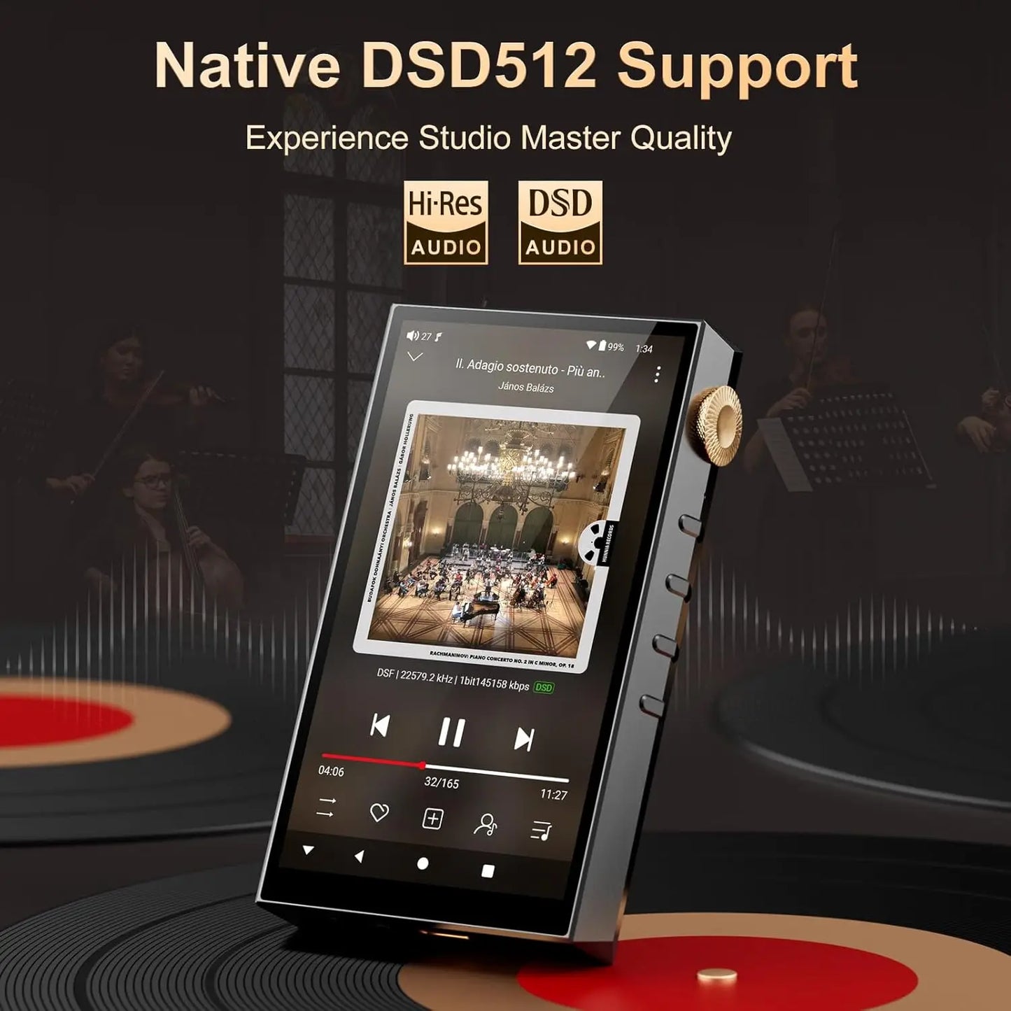 Oilsky Hi-Res Audio Player - 160GB HiFi MP3 Player with Bluetooth, WiFi, Dual ESS DAC & 4.4mm Balanced Output