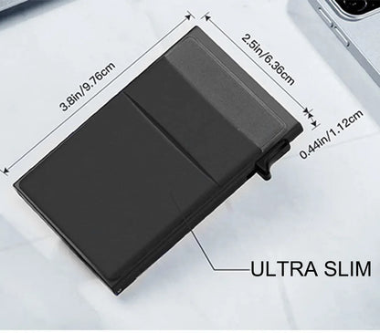 RFID Credit Card Holder for Men – Slim Minimalist Metal Wallet, Luxury ID Bank Card Case, Compact Carteras
