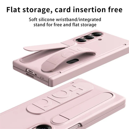 Vertical Wristband Card Slot Kickstand Case for Samsung Galaxy Z Fold 4-7 – Invisible Wrist Stand Protective Cover