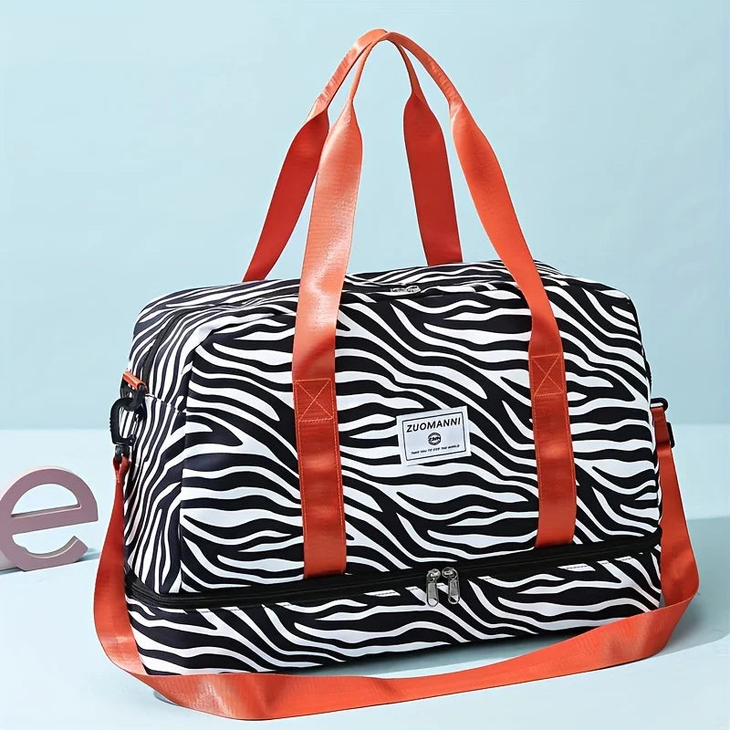 Women’s Carry-On Travel Bag – Spacious Animal Print Nylon Gym & Sports Bag, Large Capacity Weekend Overnight Bag