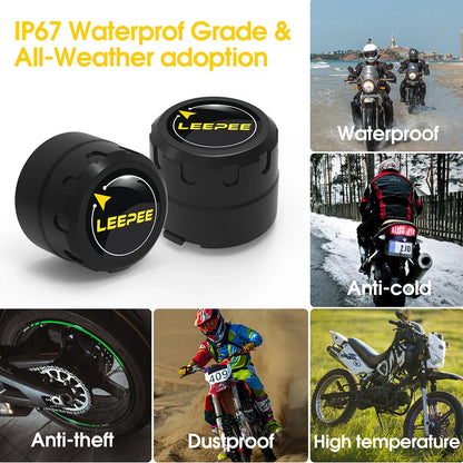 Motorcycle TPMS Bluetooth 4.0/5.0 Tire Pressure Monitoring System – 2 Sensors Pit Bike Tyre Tester Diagnostic Set