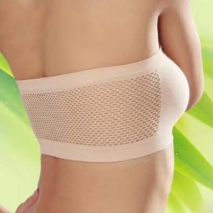 Women’s Strapless Seamless Bandeau Bra – Soft Stretch Breathable Mesh Invisible Underwear