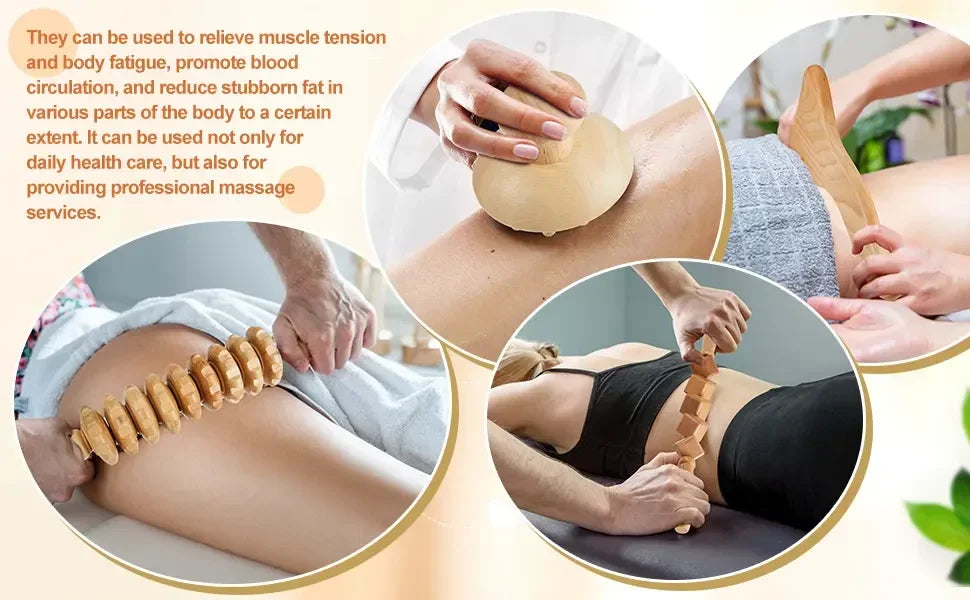 Wooden Lymphatic Drainage & Anti-Cellulite Massage Tools – Gua Sha for Body Shaping & Sore Muscle Relief