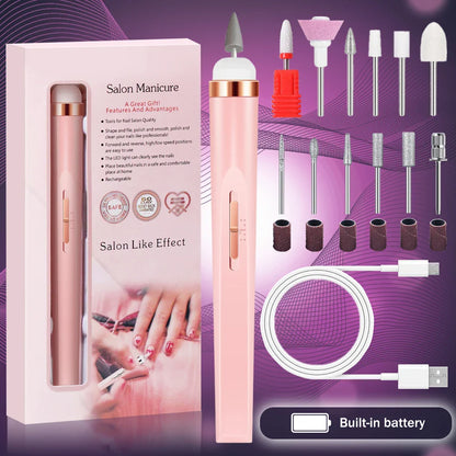 YIKOOLIN 5-in-1 Electric Nail Polish Drill – USB Rechargeable Portable Manicure Set for Exfoliation & Polishing, Nail Salon Tool