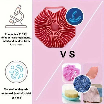 Polygonal Silicone Shower Brush – Handheld Body Scrubber for Skin Cleaning & Scalp Massage
