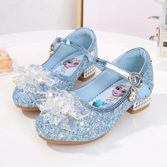 2024 Spring Girls' Crystal Princess Elsa Shoes - Ice and Snow Romance Fashion Sandals for Kids